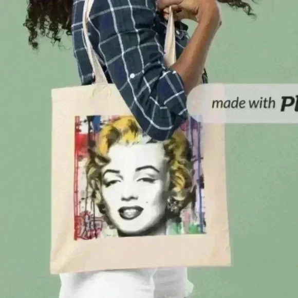 natalythyme Handbags - Marilyn Monroe  pop art grunge  vintage inspired art recyled tote bag